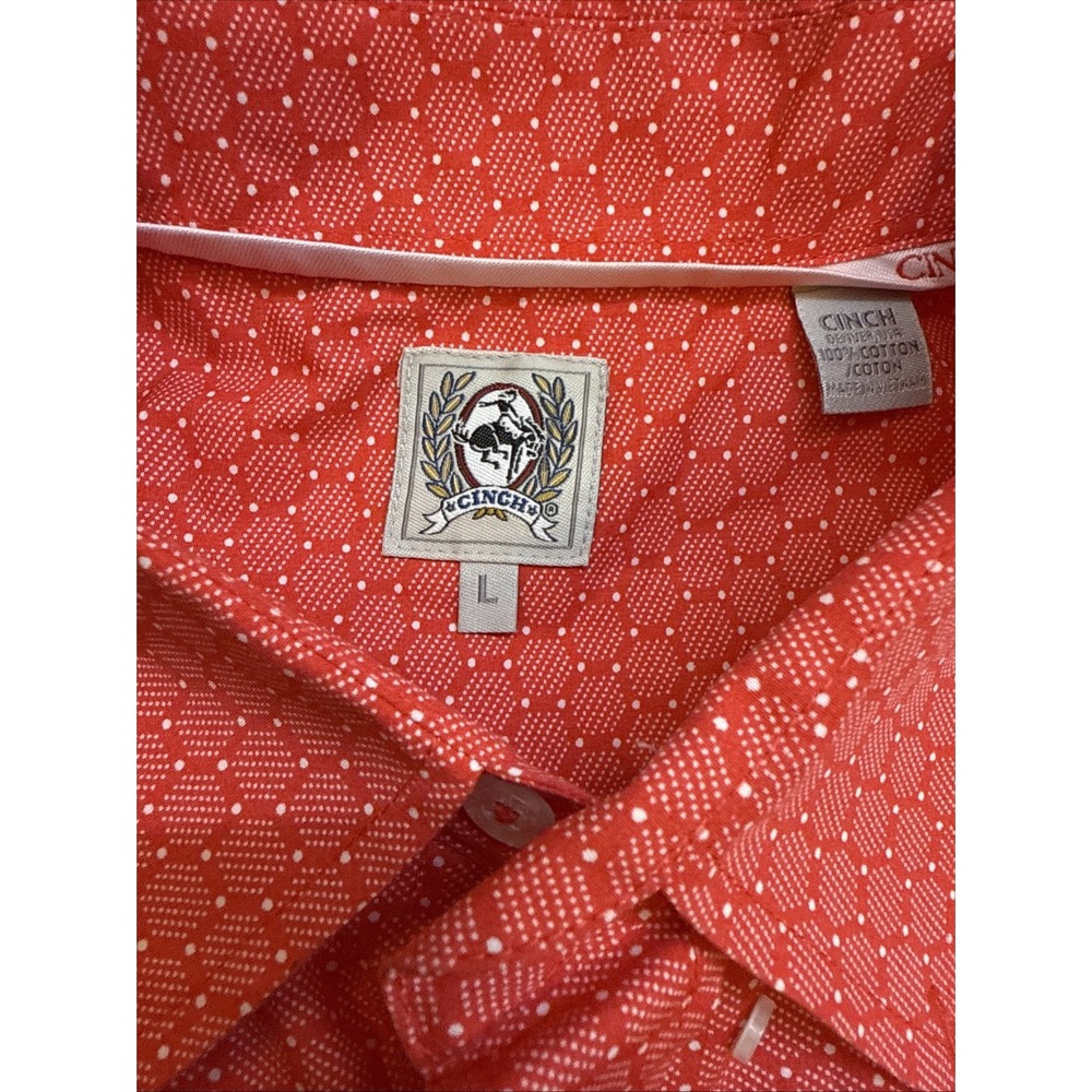 Cinch Western Men's Red Polka Dot Pattern Button Up Long Sleeve Shirt Size Large - Picture 2 of 4